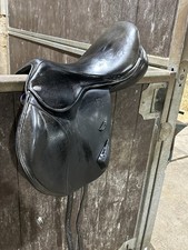 Black Fairfax Mono Flap Saddle 17 Inch With Orange Head Plate,  Opt Head Plates
