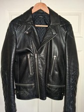 The Kooples Mens Leather Cafe Racer Motorcycle Jacket - Medium