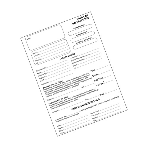 Used car sales invoice - a4,