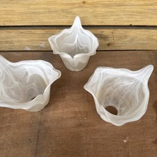 Vintage Retro 1950-70s 3 x Textured Glass White Clear Stripe Light Lamp Shade 