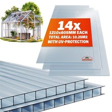 14PCS Polycarbonate Sheets Twinwall Clear Roofing Greenhouse Windows Cut to Size