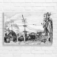 City Streetscape Abstract Black White Canvas Print Large Picture Wall Art