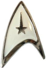 Star Trek Starfleet Insignia Logo Shield in White Metal Enamel Pin Badge