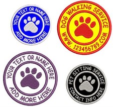 DOG WALKING BUSINESS PERSONALISED EMBROIDERED SEW ON PATCH ANY TEXT PET SITTING