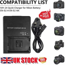 Camera Battery Charger MH-24 For Nikon D3100 D3200 D5100 D5200 D5500 & UK Cable