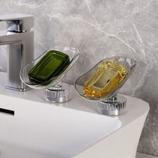 Self-draining Soap Box Bathroom Soap Dish Shower Soap Holder with Suction Cup