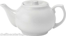 4x 15oz White Porcelain Teapot,  Pure White by Utopia, Crockery