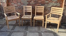 Teak garden chairs x 4 -