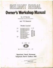 RELIANT REGAL MK3 MK4 MK5 MK6 3/25 3/30 21-E SALOON VAN 1956-72 WORKSHOP MANUAL