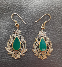 Fancy drop green stone gold colour earrings