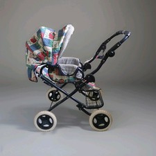Knorr Toy Push Along Pram Quilted Teddy Bear Pattern Vintage Piece GC Foldable