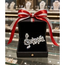 Crystal Musical Note Brooch