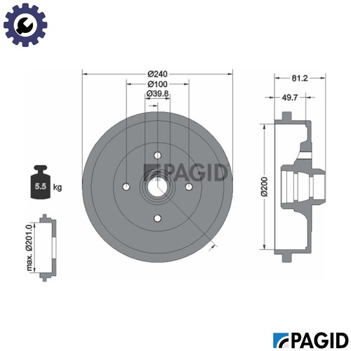 Brake drum 63912n for - drum,