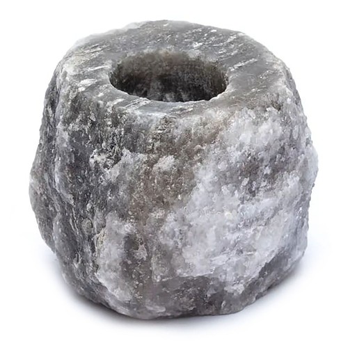 Grey salt candle holder - candle,