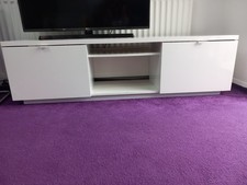 White TV Stand Cabinet Media Console with Open Storage Entertainment Unit