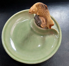 Vintage Porcelain Wade Jumping Fish (Trout) Pin Dish Green - Excellent Condition