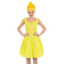 Ladies Yellow Neon Pixie Troll Fancy Dress Costume