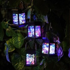 4 x Solar Lanterns Hanging Lights Waterproof Outdoor Garden Decor Lamp Colourful