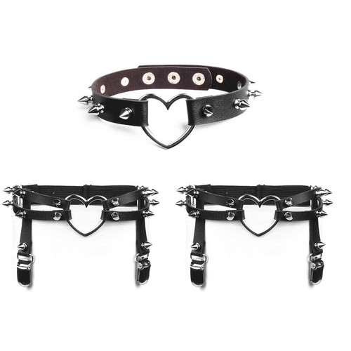 3pcs women punk rivet - women, leather