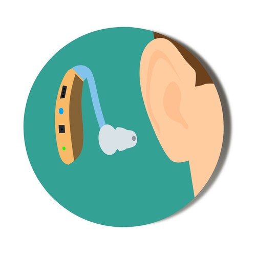 Hearing aid worn illustration - worn,