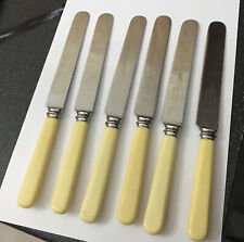 6 Bravingtons Stainless Steel 23.5cm Celluloid Butter Dinner Knives Cutlery