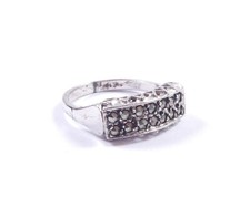 Vintage Marcasite Ring Antique Design Double Row 925 Sterling Silver 2.7g