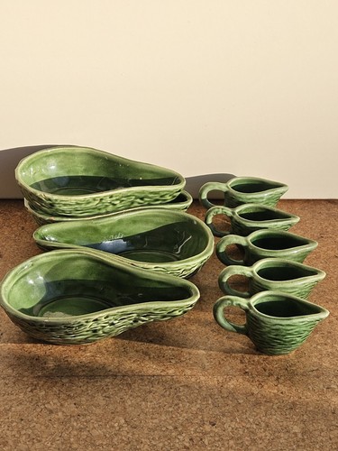 Vintage avocado green pottery - vintage,