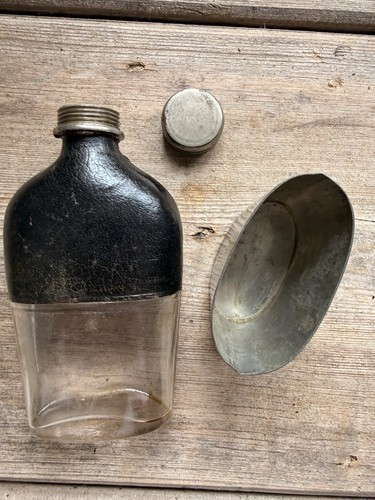 Antique glass leather clad - antique, leather-clad