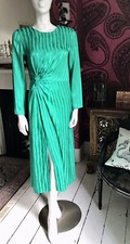 Other Stories Green Jacquard Striped Twist Knot Midi Dress - Size XS/S EU 34/36