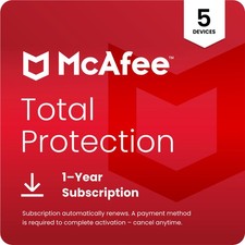 McAfee Total Protection Antivirus 2026 5 Devices 1 Year Auto-Renewal - Digital