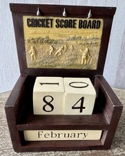 Perpetual Calendar Cricket Scoreboard Wooden Vintage Decor