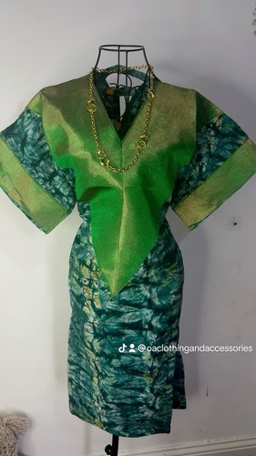 Green blue tie dye african - green,