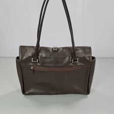 Laura Ashley Womens Handbag Brown Leather Shoulder Briefcase Shoulder Bag
