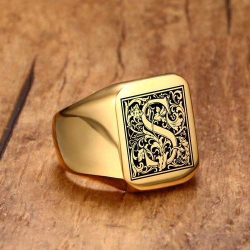 Gold signet ring signature - gold,