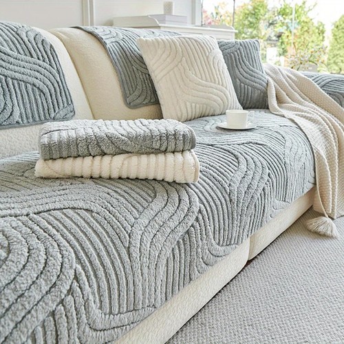 Thick plush sofa cover - sofa,