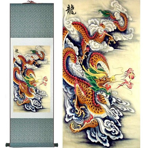 Chinese red dragon painting - red,