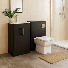 Nuie Deco Soft Black Vanity & WC Set 1000mm & Square BTW Toilet Bathroom Ensuite