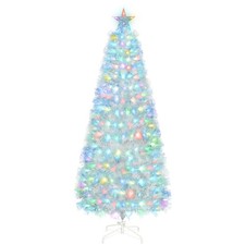 4/5/6Ft White Christmas Trees Fibre Optic Pre Lit Star Xmas Tree with LED Lights