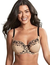PANACHE LINGERIE ENVY UNDERWIRED FULL CUP BRA ~COLOR SAND/BLACK ~ NEW WITH TAGS