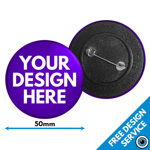 50mm plastic custom - badges, •