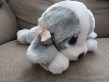 Hooli Mooli Sad Sam & Honey Soft Toy - Grey & White Dog with Pink Bows