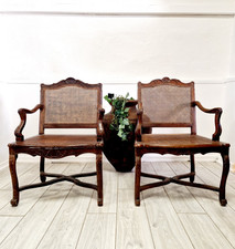 Antique French Cane Armchairs