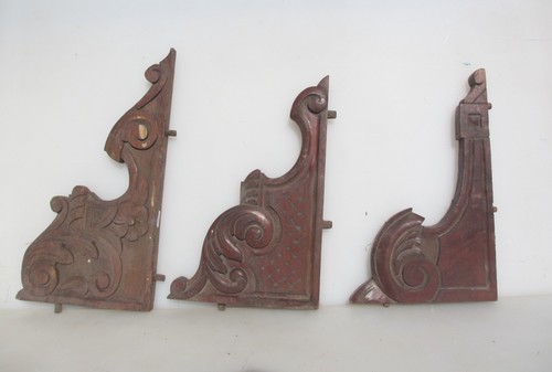 Antique carved wooden corbels - carved,