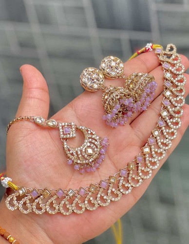 Lilac gold jhumka - &, |