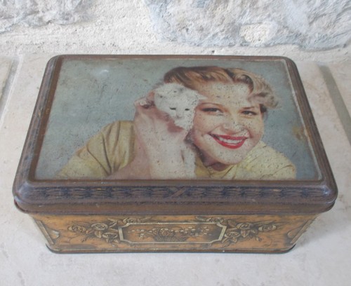 Vintage tin box woman - tin,