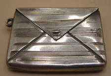 Antique American Engine Turned Sterling Silver Stamp Case Shaped Like Envelope