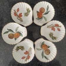 Royal Worcester vintage  Evesham 6 Shell Shaped Dishes VGC