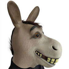 Latex Fancy Dress Shrek Costume Christmas Happy Donkey Animal Mask Full Head