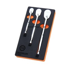 Franklin Tools 3 Piece 1/4", 3/8", 1/2" Drive Low Profile Ratchet Set XFRP3