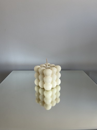 Cream decorative bubble candle - cream,